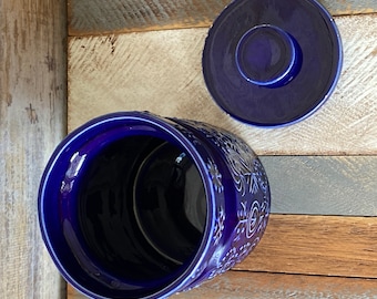 Portmeirion Totem Canister: Mid Century Royal Blue Kitchen