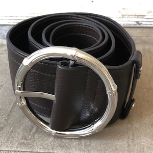 Karen Millen designer Black Leather Belt with Silver Buckle sz 12 Karen Millen Black Belts for Women for sale | eBay main image 3