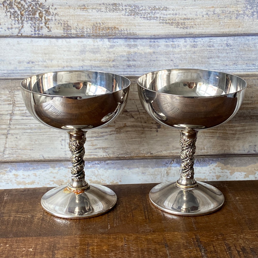 Vintage Valero Silver Plated Pair of Goblets Wine Glasses Made Etsy