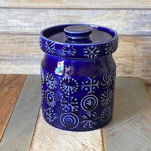Portmeirion Totem Stoke Royal Blue Canister Mid Century Susan Williams Ellis Made in  Trent England