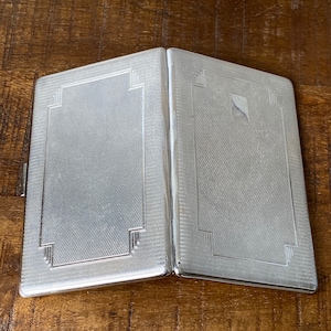 Vintage 1930s Art Deco Silver Plated Har-Bro Engine Turned Cigarette Case Gold Coloured Lining