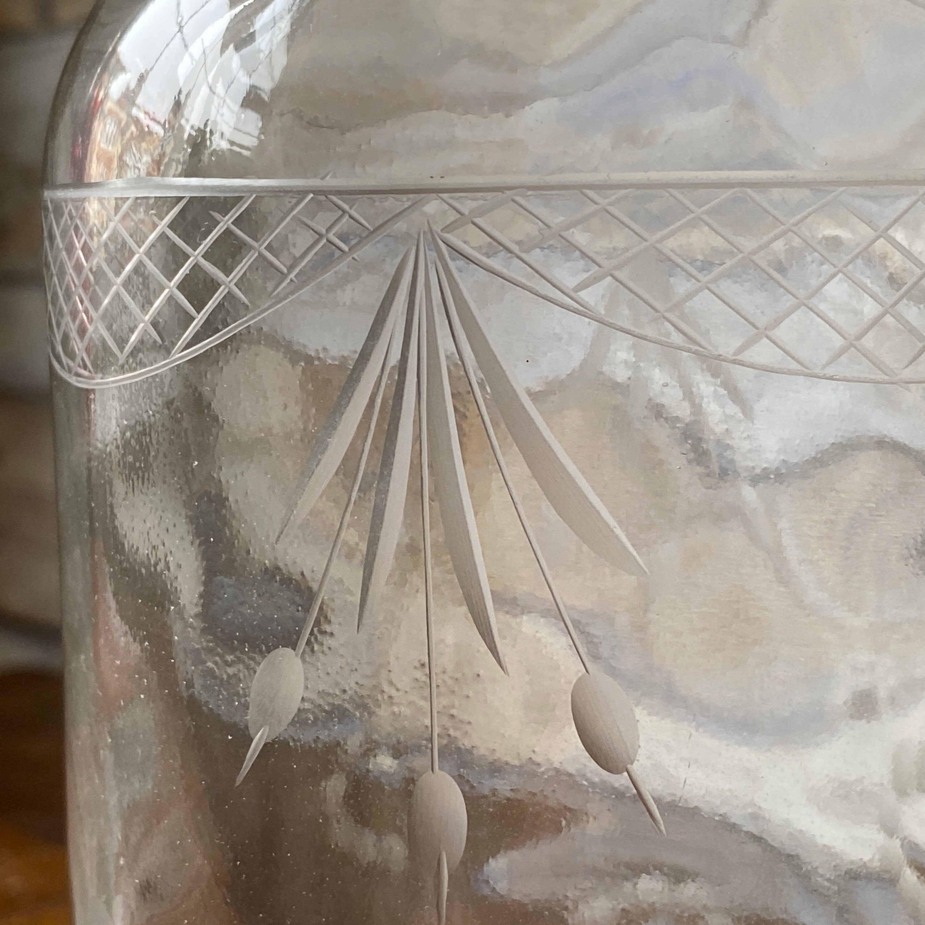 Antique Etched Glass Apothecary Bottle Vase With Silver Plated Etsy UK