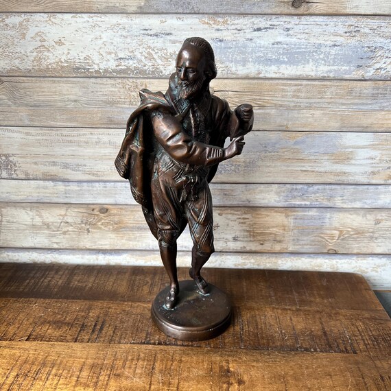 Antique French Bronze Statue of William Shakespeare Sined by