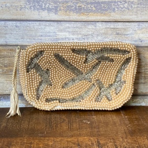 Vintage Jala Japanese Evening Clutch: Beaded Faux Pearl Handbag