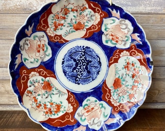 Plato decorativo de porcelana china antigua Imari de gran tamaño para colgar en la pared, siglo XIX
