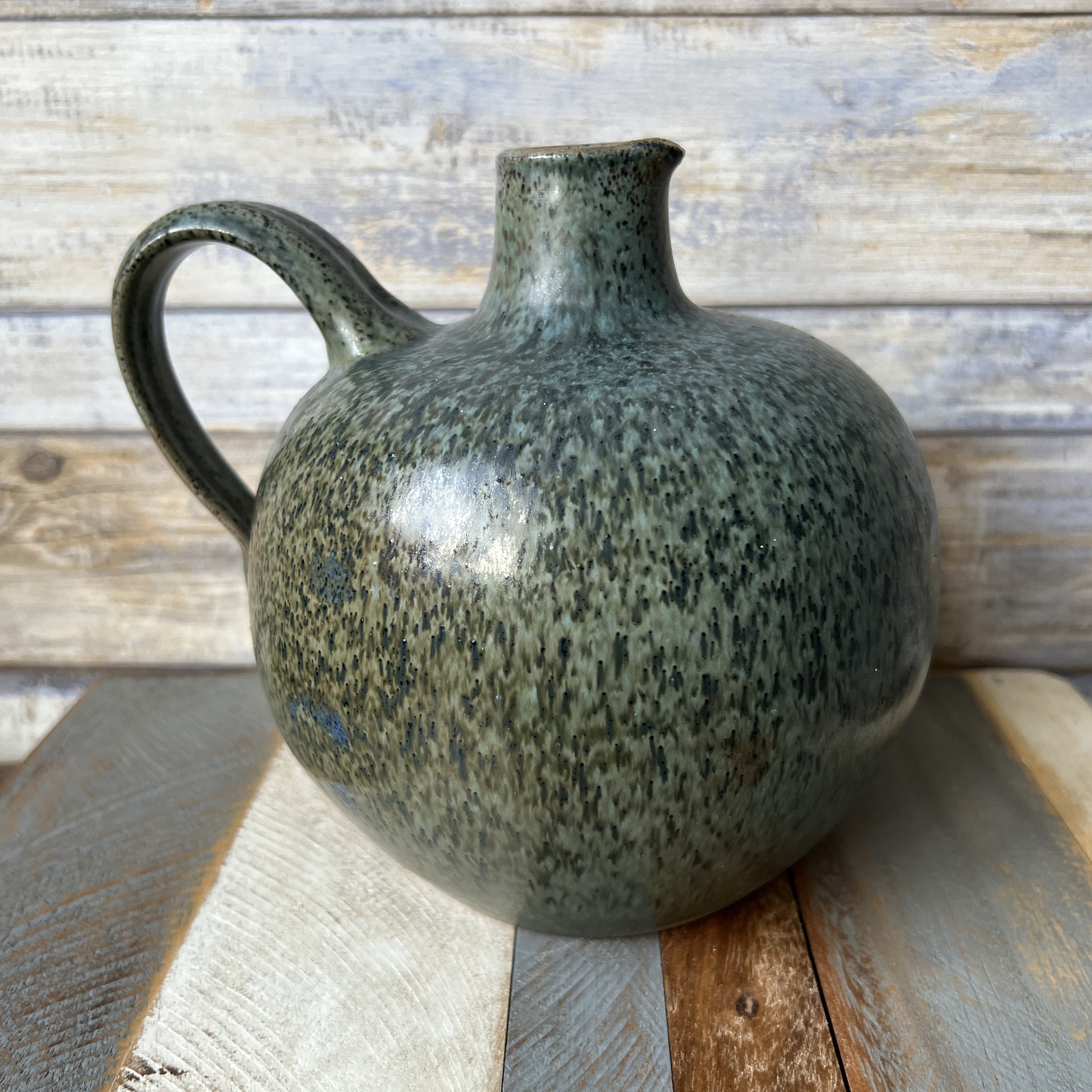 Vintage Studio Pottery Ceramic Jug Vase Green Blue