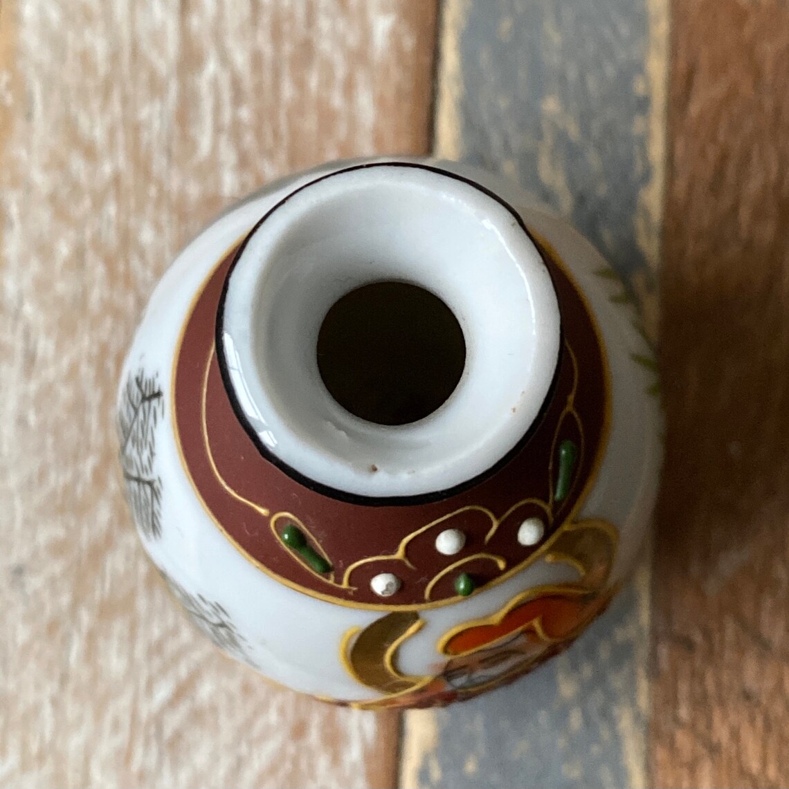 Vintage Japanese Miniature Porcelain Vase With Samurai Warrior Etsy