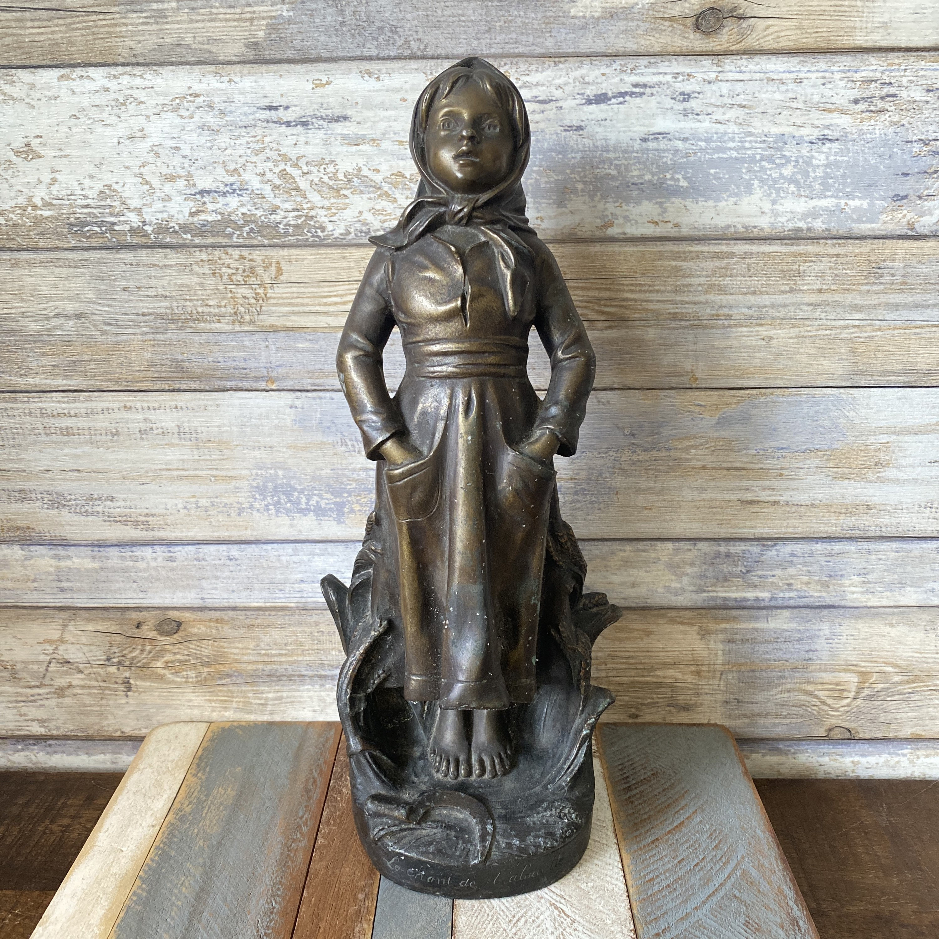 アンティーク オブジェブロンズ製大小2個セット刻印シール有希少品