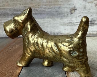 Vintage Solid Brass Small Yorkshire Terrier Dog Figurine