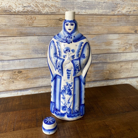 Russian Blue White Porcelain GZHEL Vodka Lady Decanter 700ml - Etsy