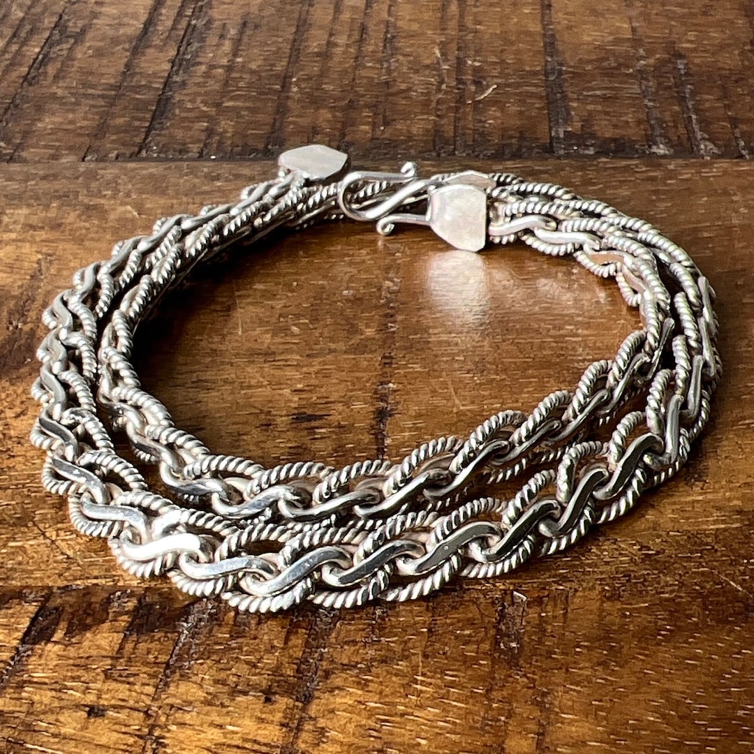 Vintage Balinese Handcrafted Sterling Silver Chunky Chain Necklace 1 ...