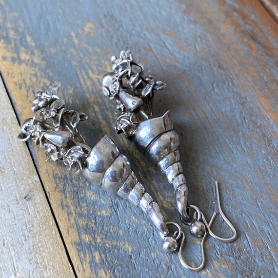 Vintage Artisan Solid Sterling Silver Pair of Dro… - image 3