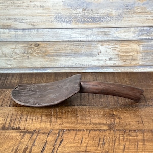 Antique Old African Tribal Kitchen Wooden Utensil Cooking Ladle Spatula Hardwood Dark Brown