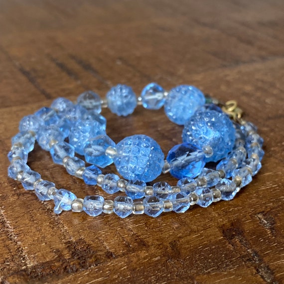 Antique Art Deco Light Blue Bohemian Glass Beads … - image 5