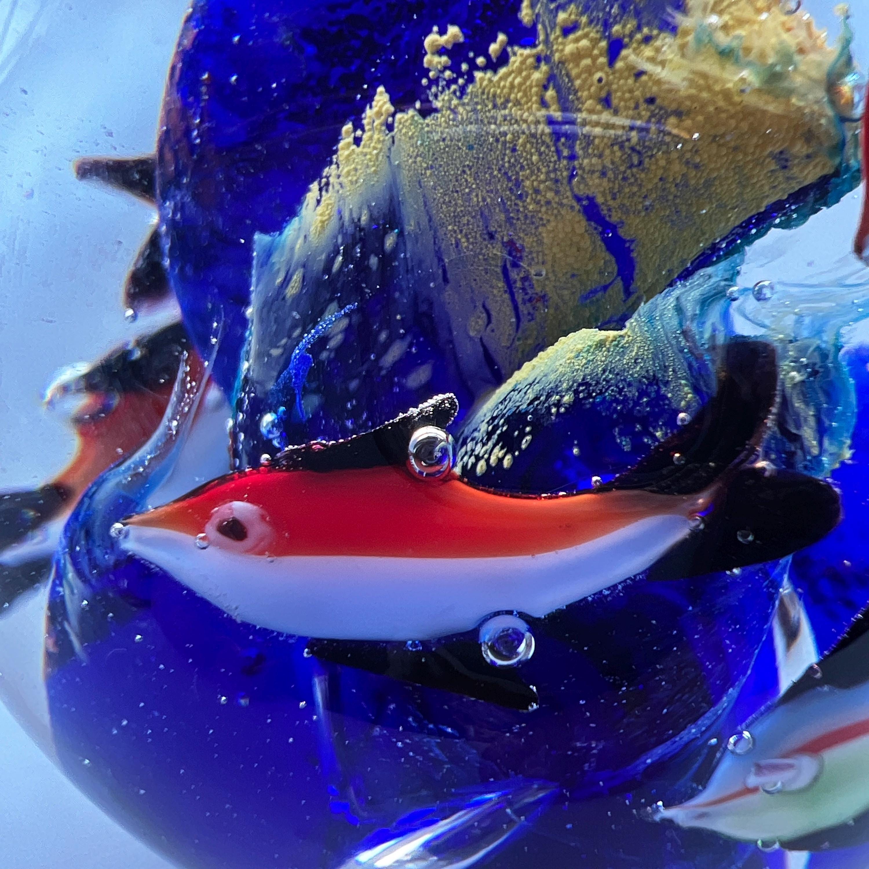 ヴィンテージ ハンドメイド マルチカラー アート ガラス アクアリウム 