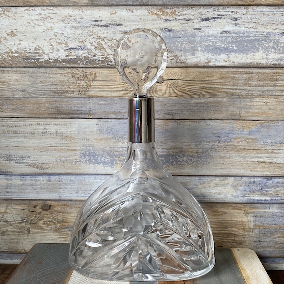 Antique German Lead Crystal Glass Decanter With 800 Silver Etsy