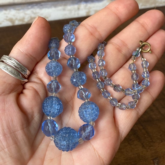 Antique Art Deco Light Blue Bohemian Glass Beads … - image 9