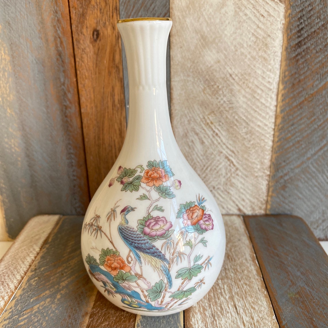 Vintage Wedgwood Kutani Crane Fine Bone China Small Vase and Etsy