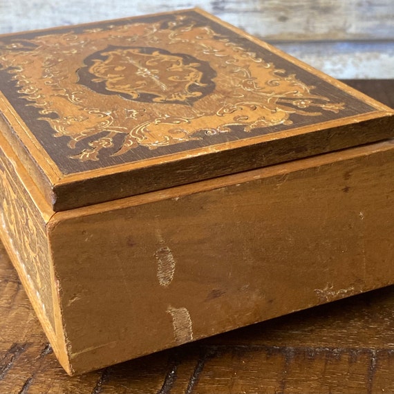 Antike Marquetry eingelegt Holz Zigarettenspender Box Sammlerstück - .de