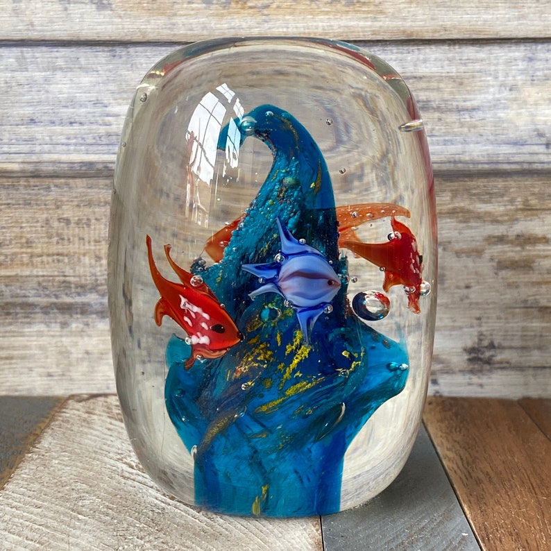 Vintage Murano Glass Art Aquarium Fish Tank Barrel Shaped Etsy