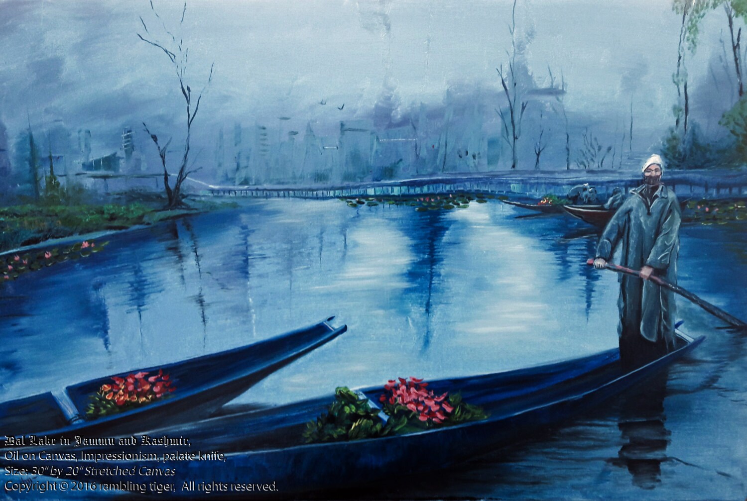 Paintings Of Jammu And Kashmir Dal Lake in Srinagar Jammu & Kashmir Oil on Canvas using | Etsy