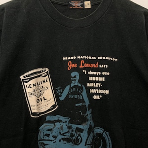 Vintage Harley Davidson Fine Workmanship Joe Leonard Oil Promo T-Shirt