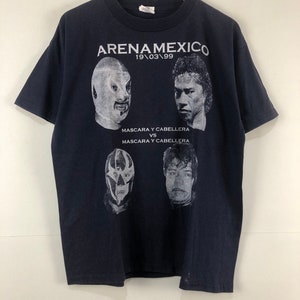 Vintage Arena Mexiko Consejo Mundial Mascara Y Cabellera T-Shirt