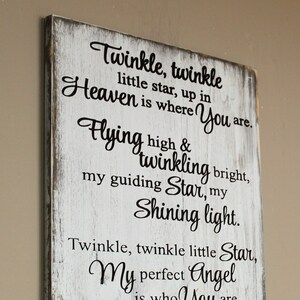 Twinkle Twinkle Little Star, up in Heaven is Where You Are, Wood Sign ...
