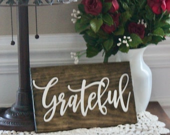 Grateful Sign, Wood Plaque Wall Hanging