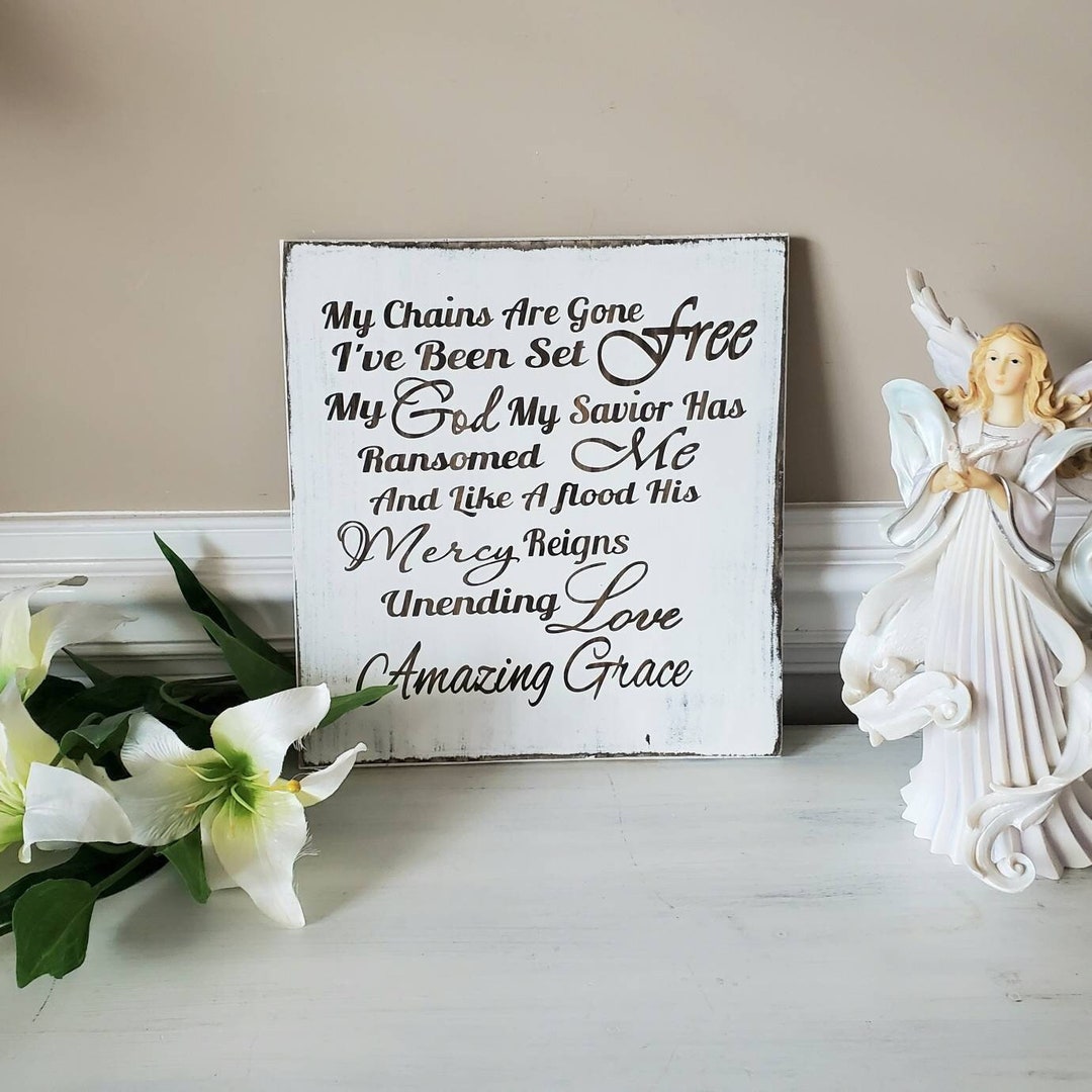 Rustic My Chains Are Gone I've Been Set Free Wood Sign Etsy