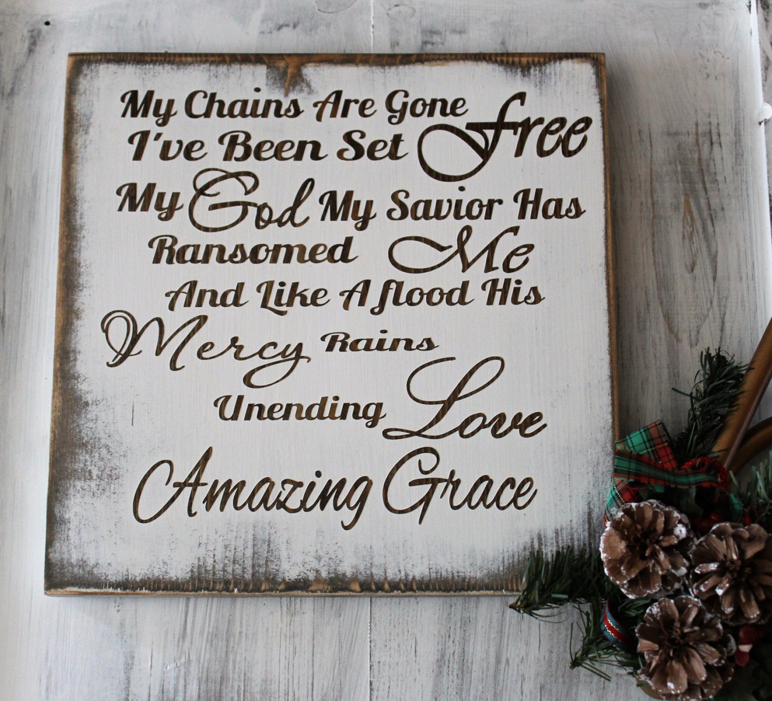 Rustic My Chains Are Gone I've Been Set Free Wood Sign Etsy