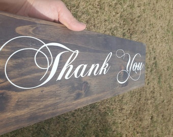 Thank You  Sign - Rustic Wedding -  Wood Sign Rustic Wedding Decor -  Wedding Photo Prop -  Card and Gift Table -Thank You Sign
