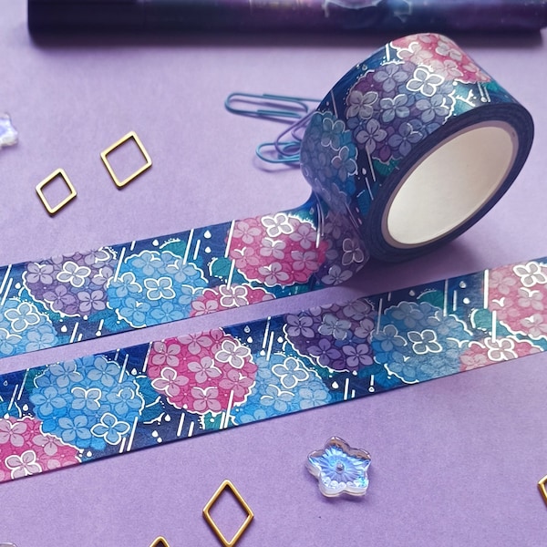 Washi Tape 25mm 10M Silver Foil Metallic, Rainy Night