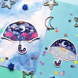 Parapluie galaxie // Autocollant en vinyle avec paillettes