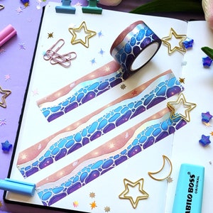 Washi Tape 25mm 10M Holo Foil Métallique, Bord de mer onirique