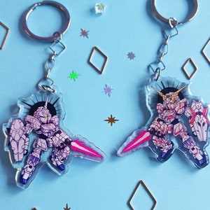 Gundam Unicorn Keychain, Mobile Suit Gundam // Transparent Acrylic Keychain