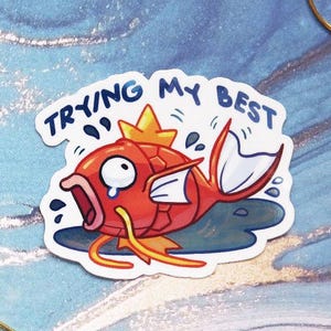 Pegatina de carpa mágica // Calcomanía de vinilo con efecto espejo brillante