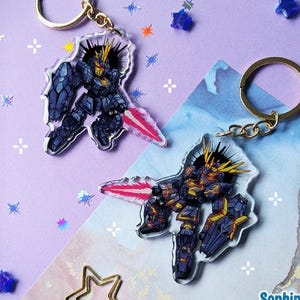 Gundam Banshee Keychain, Mobile Suit Gundam // Clear Acrylic Keychain
