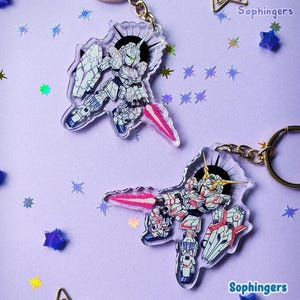 Porte-clefs Gundam Unicorn, Mobile Suit Gundam // Porte clés en acrylique transparente