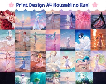 Carte A4, Houseki no Kuni, 17 designs disponible, Impression d'art