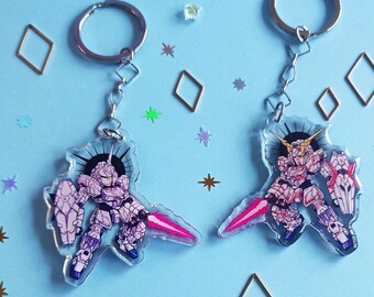 Gundam Unicorn Keychain, Mobile Suit Gundam // Clear Acrylic
