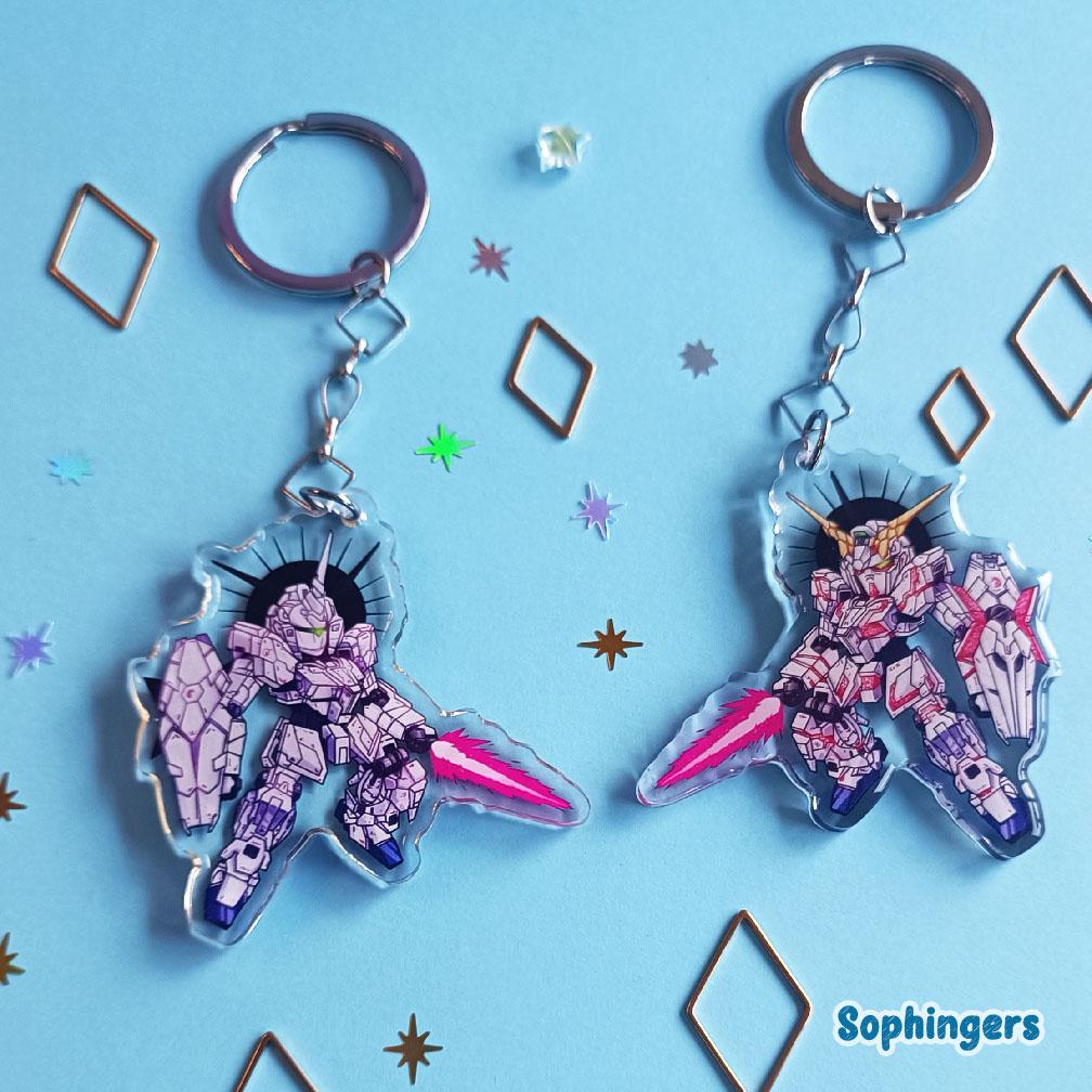 Gundam Unicorn Keychain, Mobile Suit Gundam // Clear Acrylic
