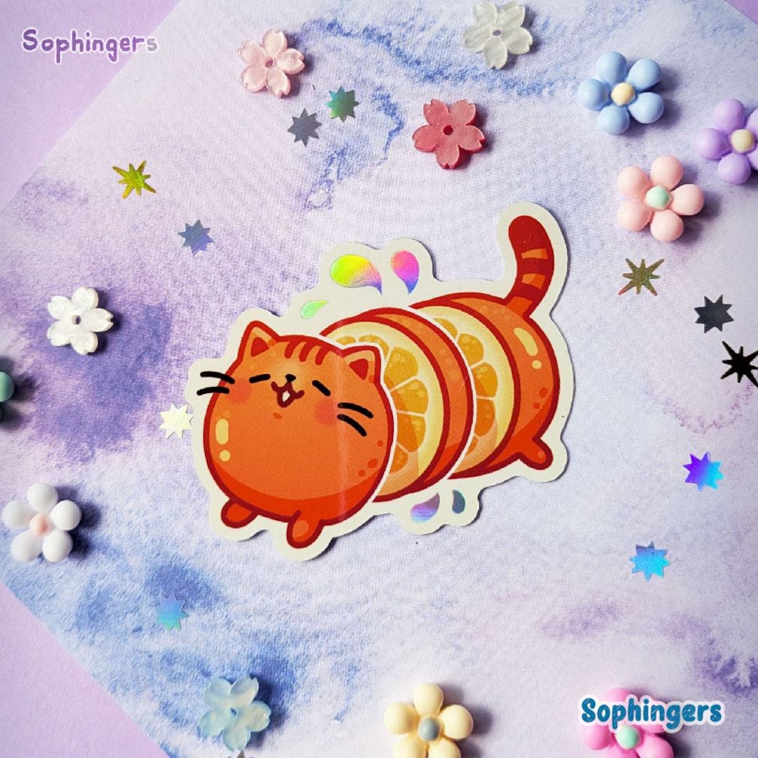 Orange Cat Sticker // Glossy Vinyl Decal - Etsy