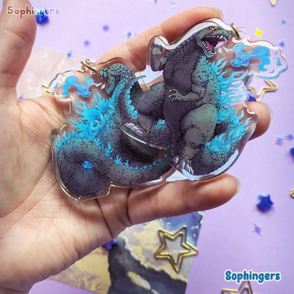 ゴジラキーホルダー // クリアアクリルキーホルダー - Etsy 日本