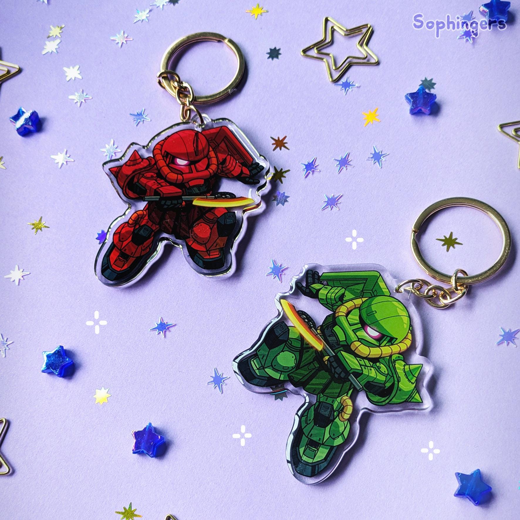 MS Zaku Keychain, Mobile Suit Gundam // Clear Acrylic Keychain - Etsy