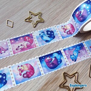 Washi Tape Stamps 25mm 5M Holo Metallic Foil, Galaxy Paws image 2