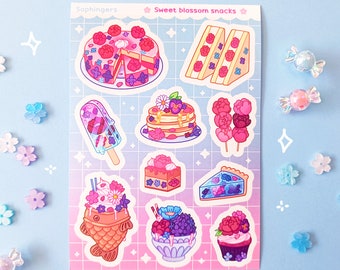 Sticker sheet, sweet blossom snacks // Matte vinyl sticker sheet
