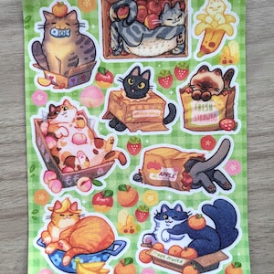 Sticker sheet, Cats in a Box // Matte vinyl sticker sheet