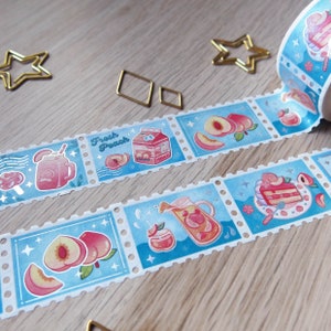 Washi Tape Timbres 25mm 5M Holo Foil Métallique, Just Peachy