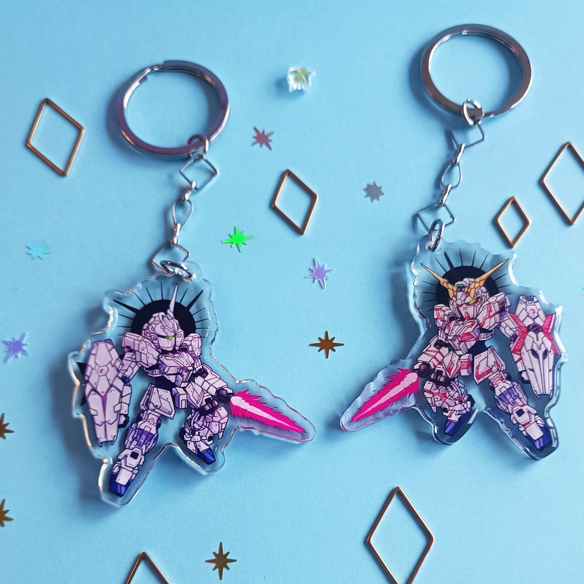 Gundam Unicorn Keychain, Mobile Suit Gundam // Transparent